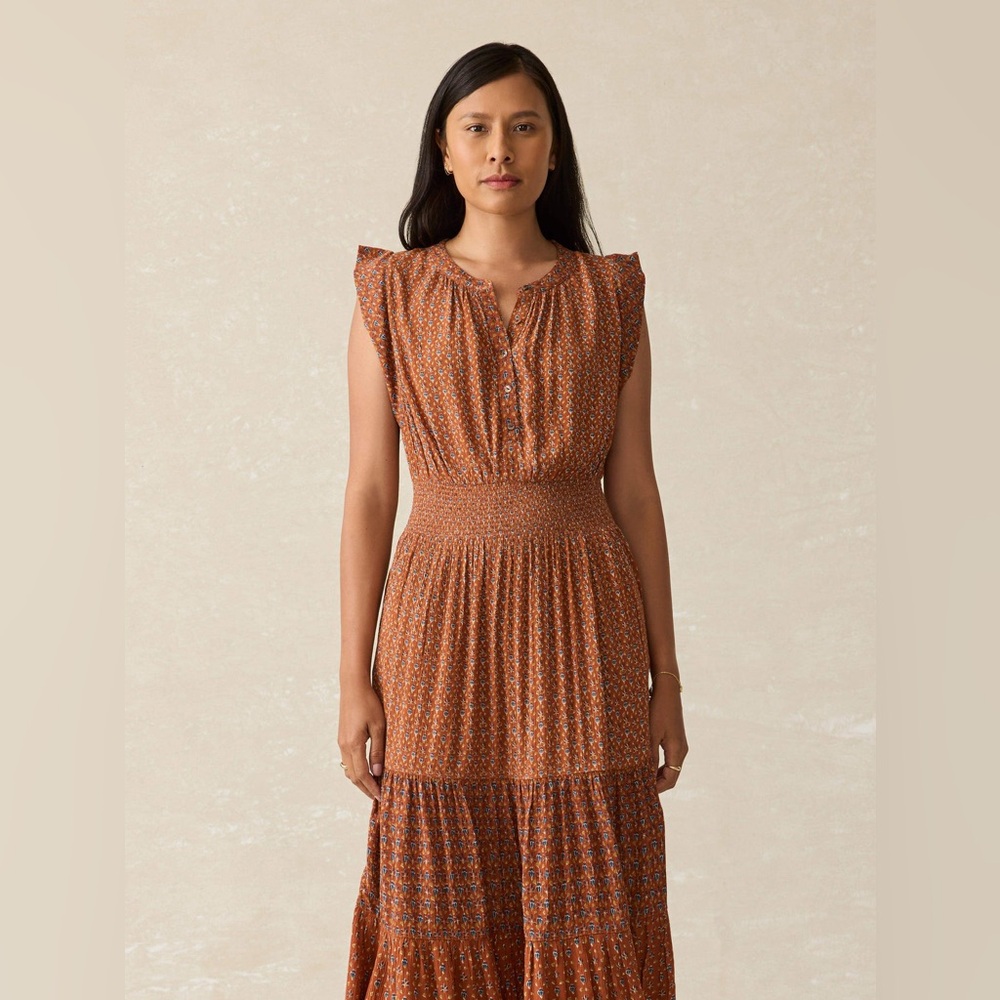Faherty Woodstock Midi Dress Size Small - Chestnut Blossom NEW Delilah Floral